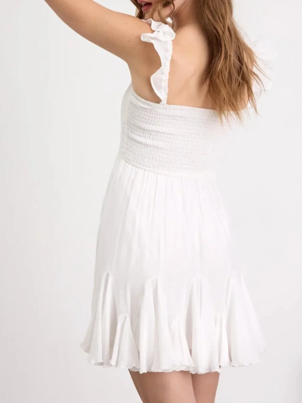 Lulus Myra White Smocked Babydoll Mini Dress in Medium - Picture 2 of 3
